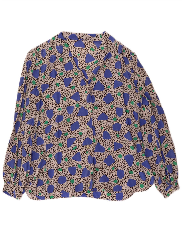 Blusa feminina vintage de manga comprida UK 14 média multicolorida