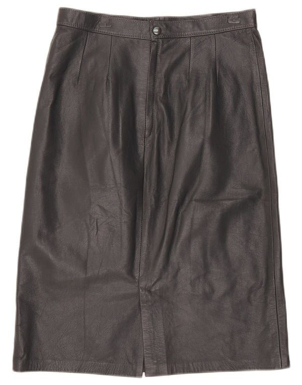 Saia feminina vintage de couro cintura alta IT 46 grande W28 cinza