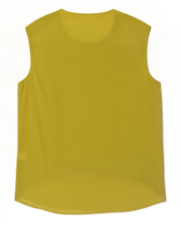 Blusa feminina vintage sem mangas Top UK 10 seda verde pequena