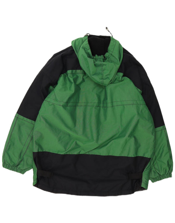 Jaqueta Anorak com capuz gráfico masculino vintage UK 42 XL verde colorblock