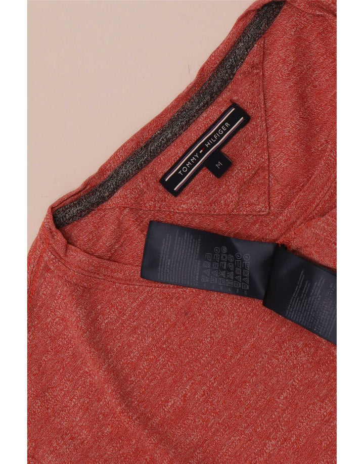 Camiseta masculina Tommy Hilfiger Top médio algodão manchado vermelho
