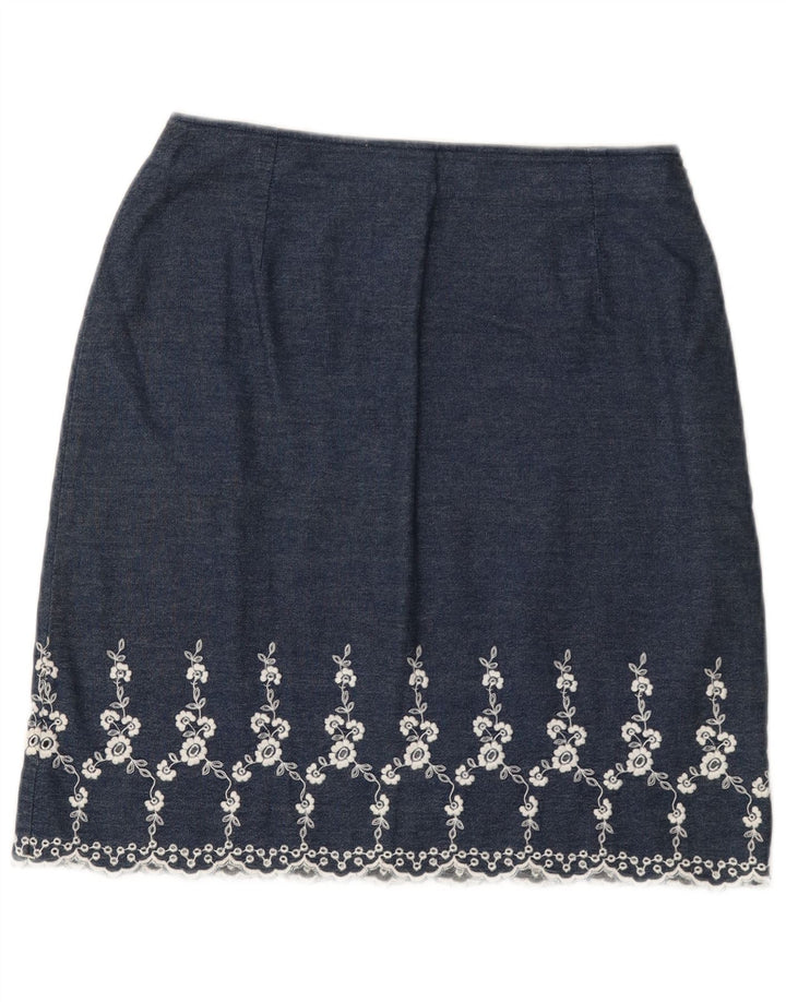 Saia jeans feminina Marks & Spencer W28 médio azul marinho floral