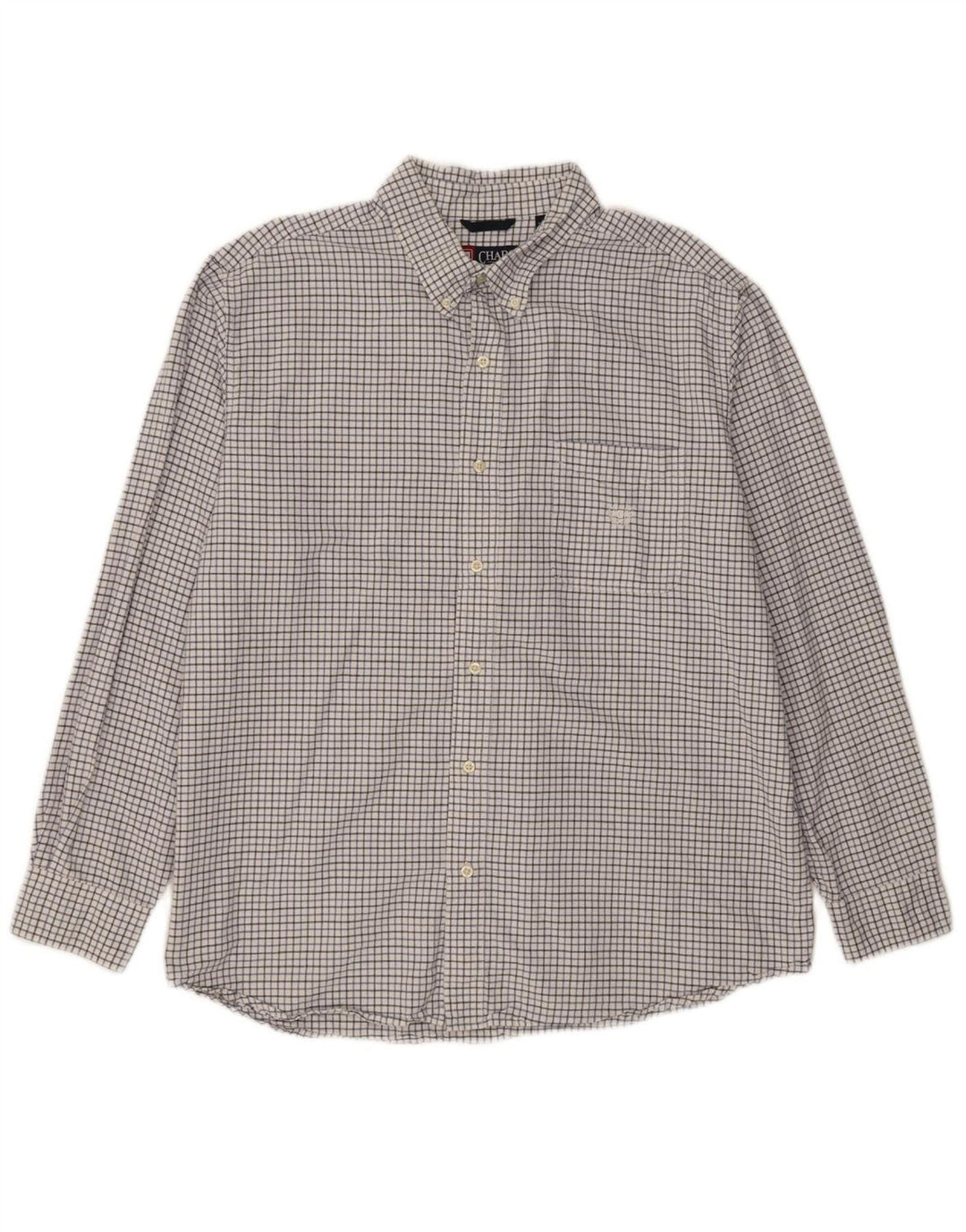 Camisa masculina grande e alta CHAPS 2XL algodão xadrez branco