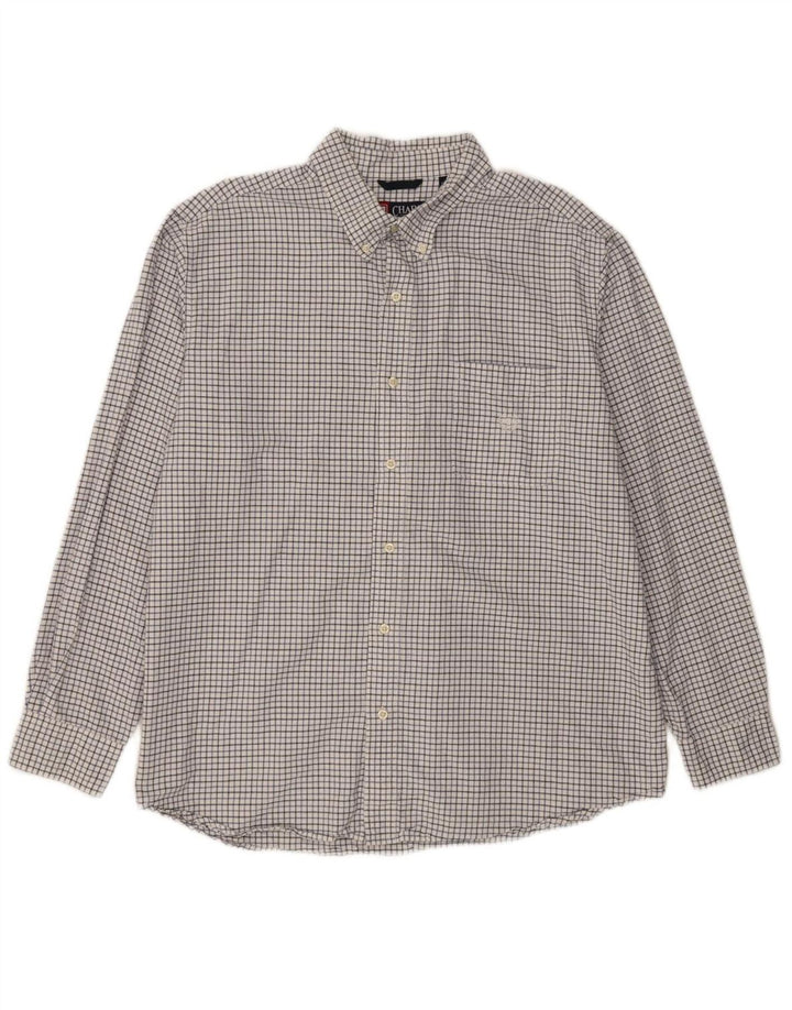 Camisa masculina grande e alta CHAPS 2XL algodão xadrez branco