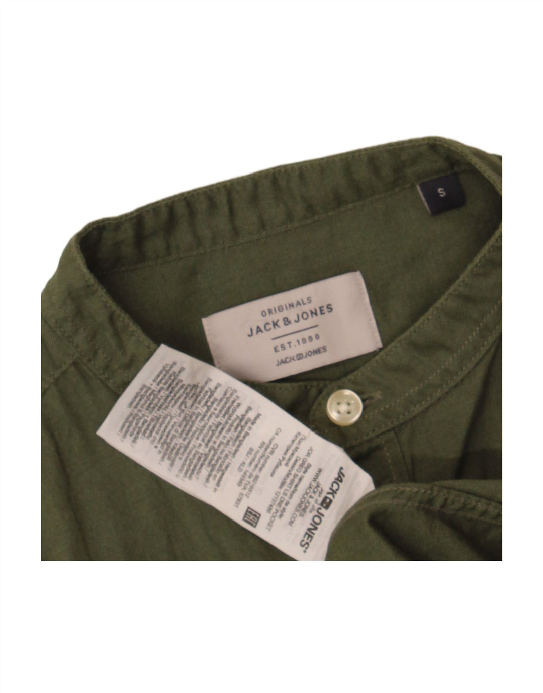 JACK & JONES Camisa masculina pequena de algodão verde