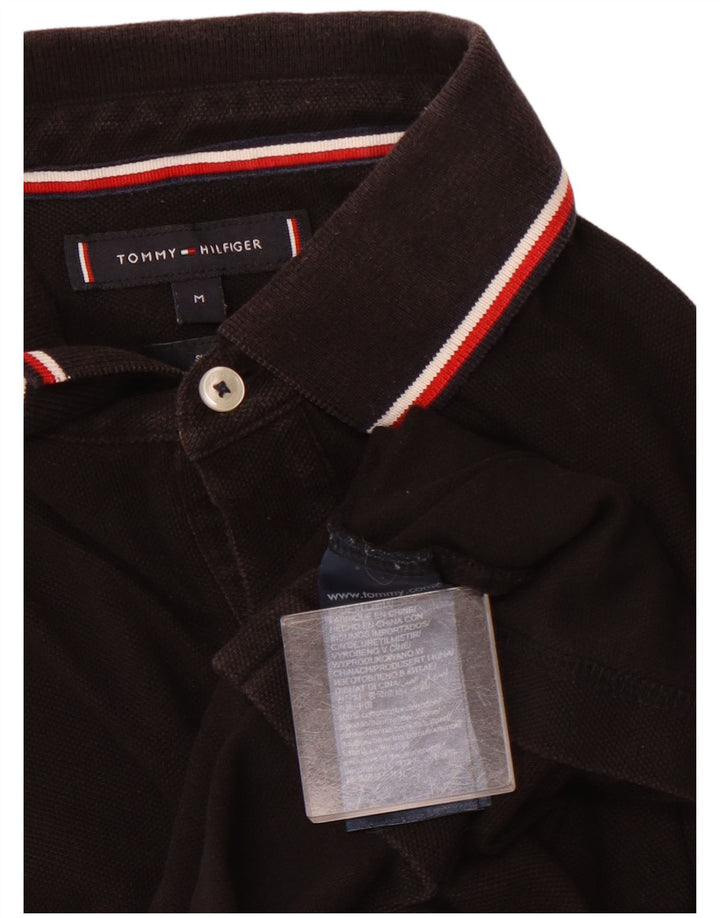 Camisa polo masculina TOMMY HILFIGER slim fit de algodão preto médio