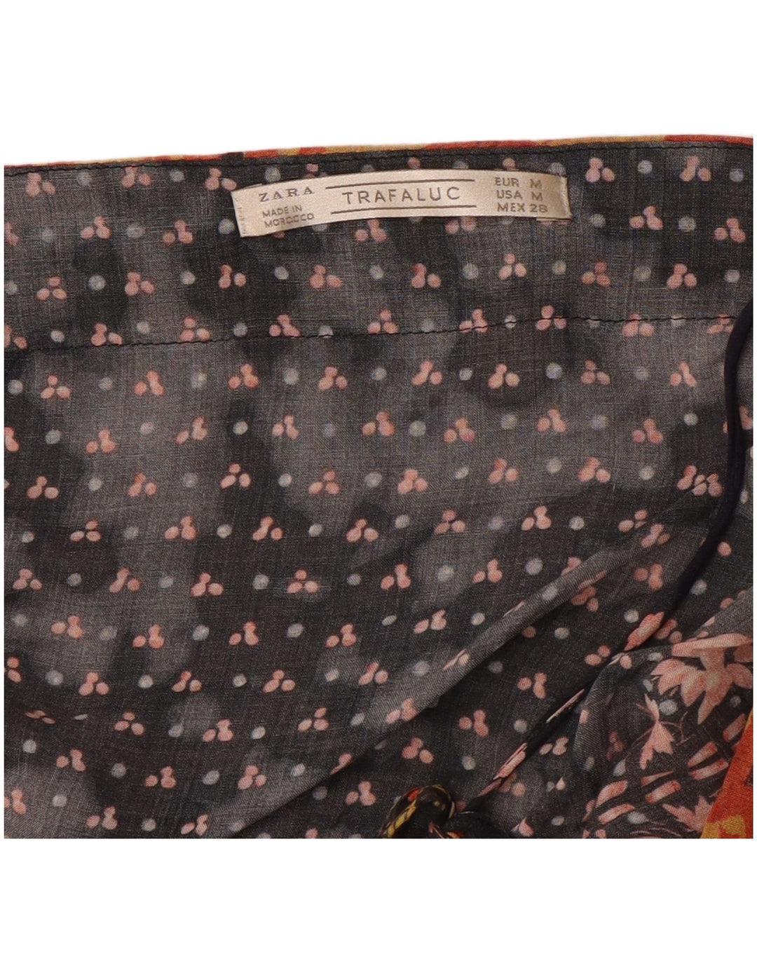 Vestido kaftan feminino Zara Reino Unido 12 médio preto floral