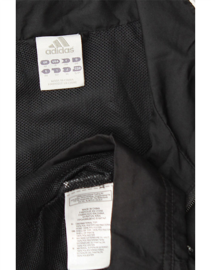 ADIDAS Womens Tracksuit Top Jacket UK 10 Pequeno Poliéster Preto