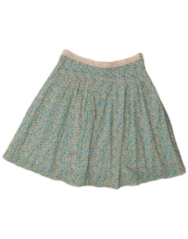 Saia plissada feminina Marks & Spencer Reino Unido 12 médio W30 turquesa floral