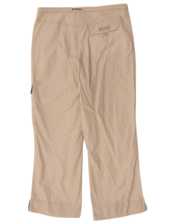 Columbia Calça feminina larga cargo cargo pequena W27 L24 algodão bege