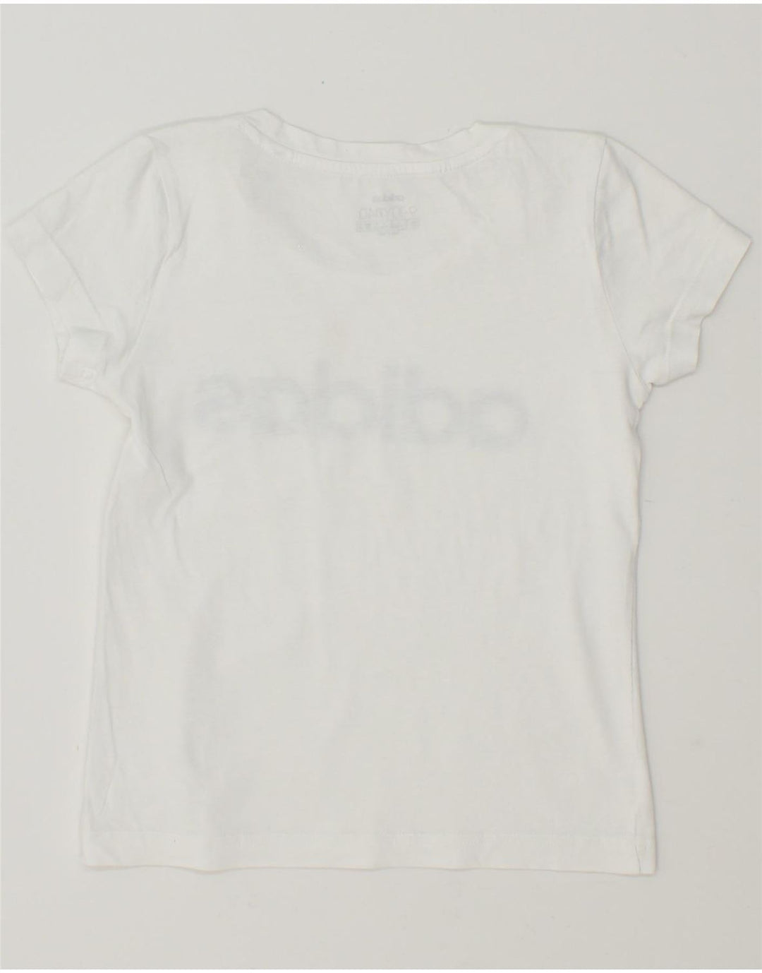 ADIDAS Girls Graphic T-Shirt Top 9-10 Years White Vintage Adidas and Second-Hand Adidas from Messina Hembry 
