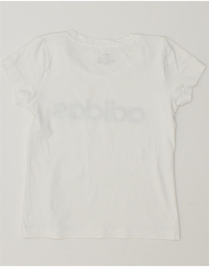 ADIDAS Girls Graphic T-Shirt Top 9-10 Years White Vintage Adidas and Second-Hand Adidas from Messina Hembry 