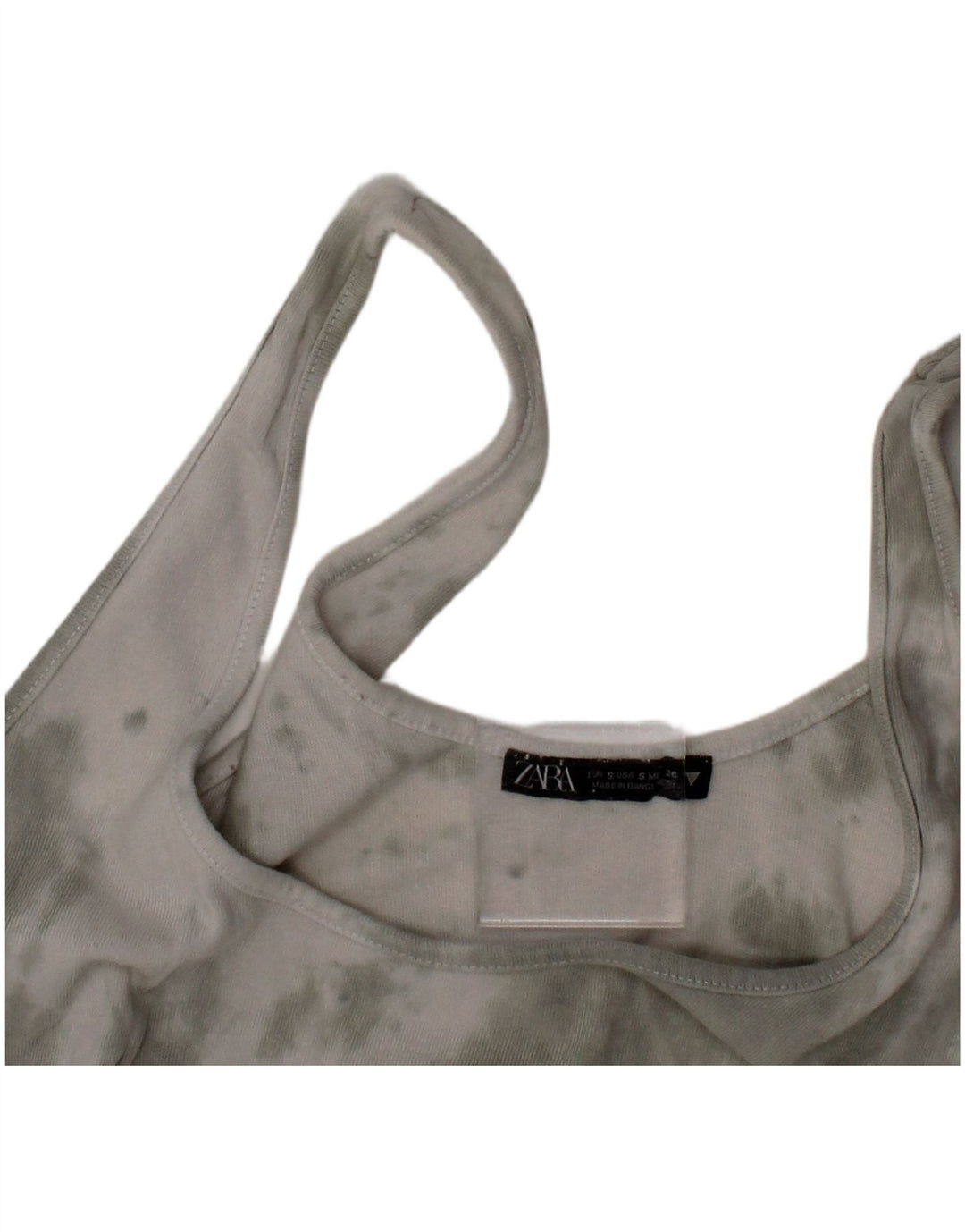 Zara Bralette feminino crop top pequeno cinza tie-dye algodão