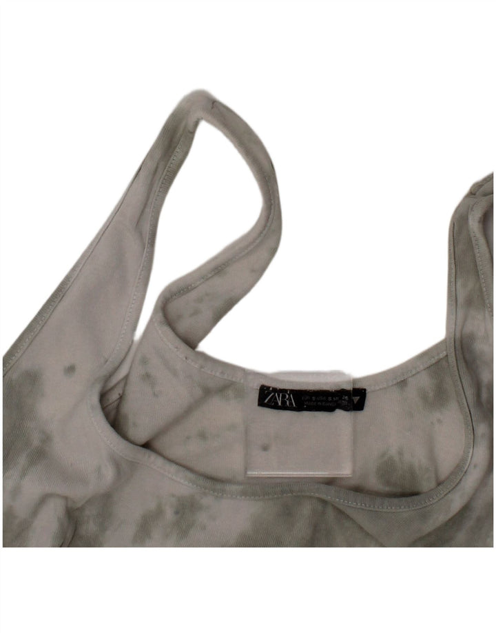 Zara Bralette feminino crop top pequeno cinza tie-dye algodão