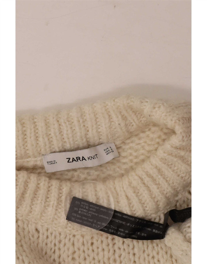 Zara Suéter feminino oversized com gola redonda, Reino Unido 10 pequeno off white