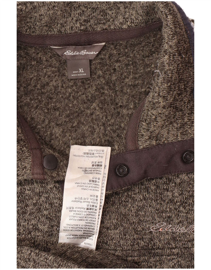 EDDIE BAUER Suéter masculino com gola redonda e poliéster manchado cinza XL
