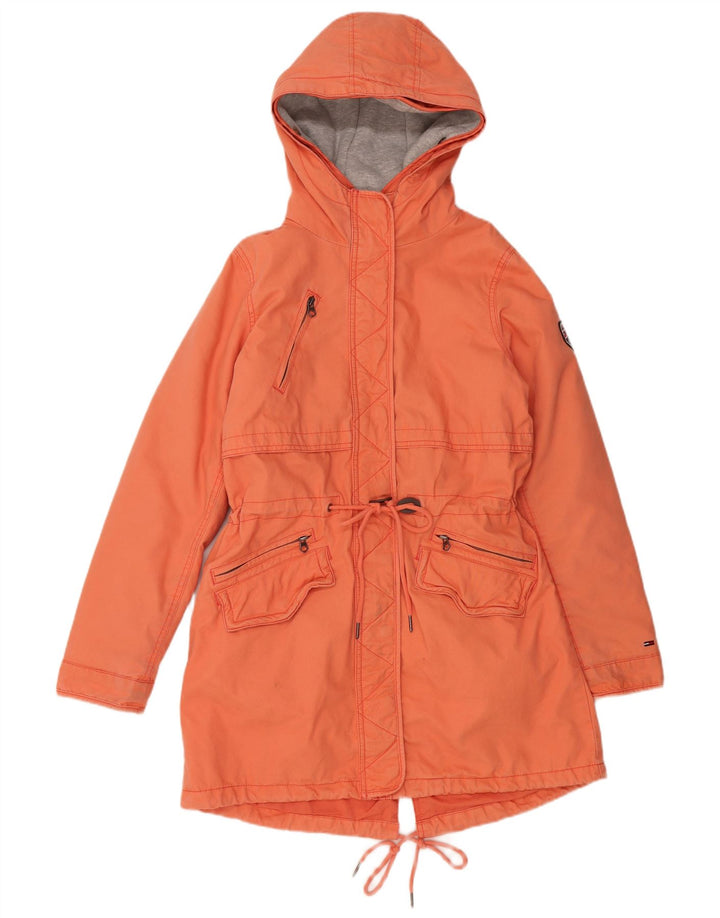 Jaqueta parka feminina com capuz grande TOMMY HILFIGER Reino Unido 10 pequena laranja