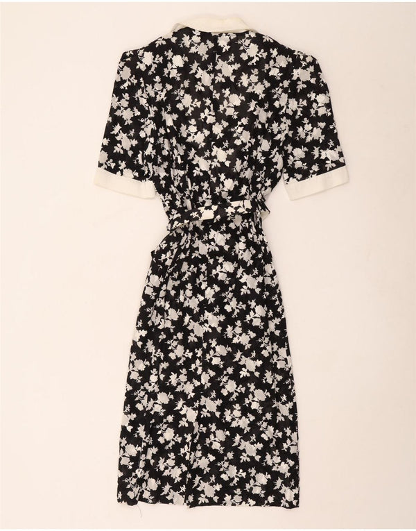 Janina Schreck vestido camisa feminino de mangas curtas UE 38 médio preto floral