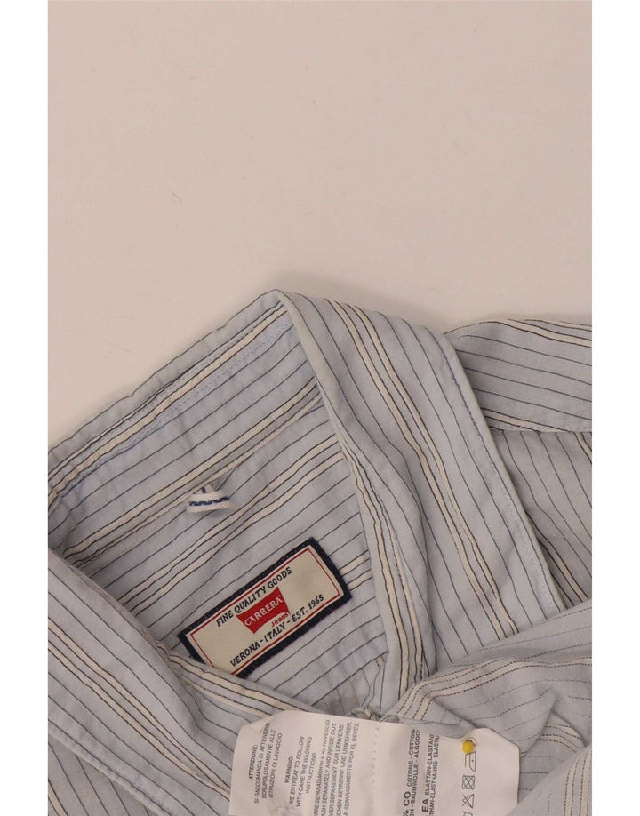 Camisa masculina de manga curta Carrera XL algodão listrado azul