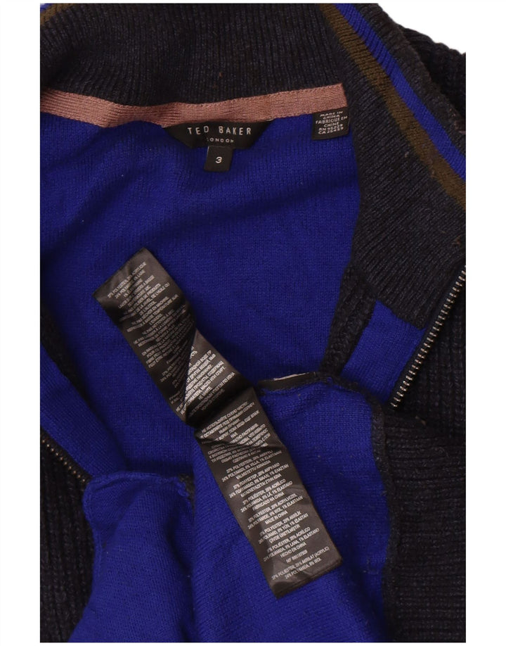 Suéter cardigã masculino Ted Baker tamanho 3 poliéster azul marinho médio