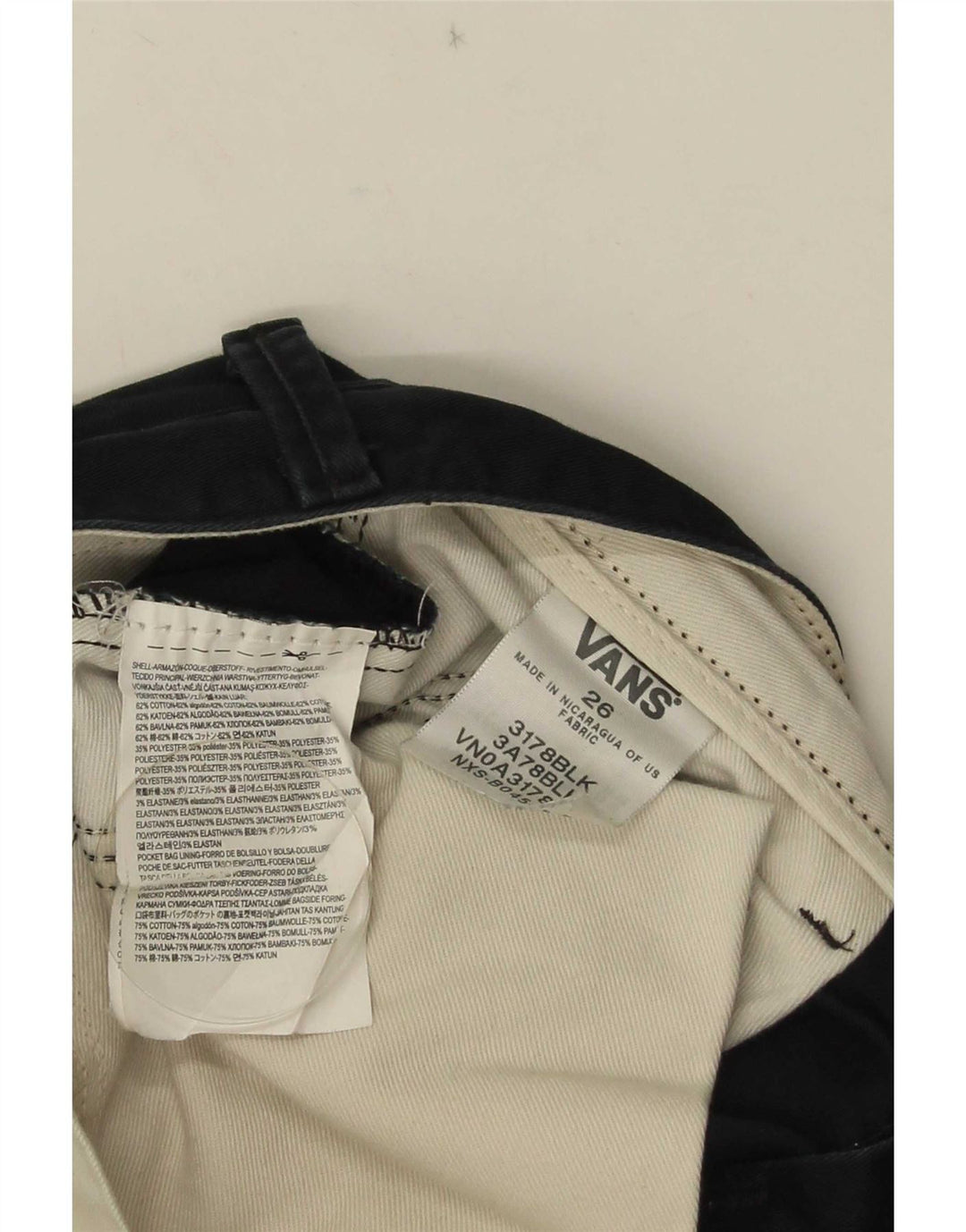 Shorts Chino Masculino Vans W26 XS Preto Algodão