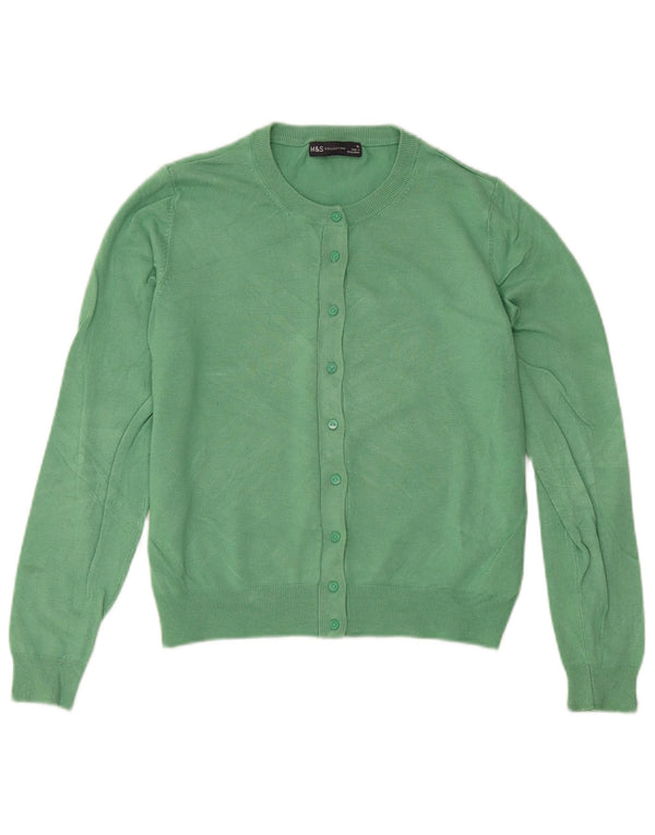 Suéter cardigã feminino Marks & Spencer UK 16 grande viscose verde