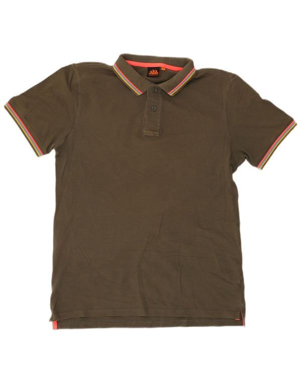 Camisa polo masculina Sundek grande algodão listrado cáqui