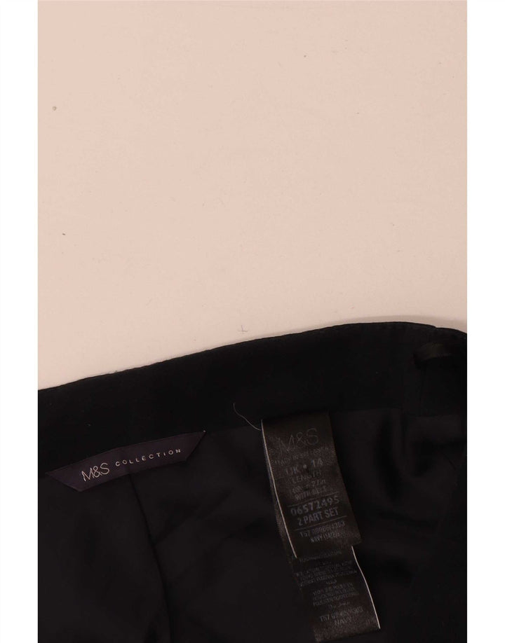 Saia lápis feminina Marks & Spencer Reino Unido 14 grande W32 azul marinho poliéster