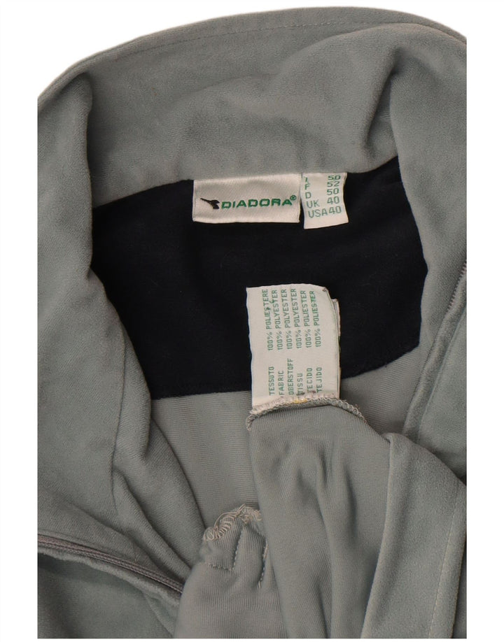 Diadora Mens Velour Tracksuit Top Jacket UK 40 Grande Poliéster Cinza