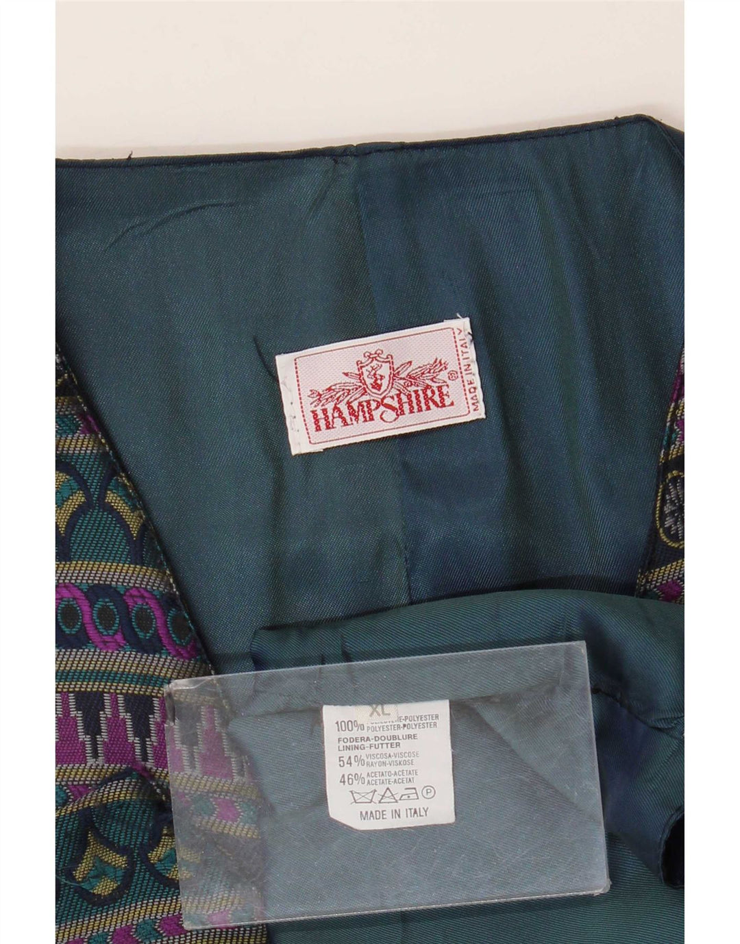 Colete masculino vintage XL azul marinho poliéster geométrico