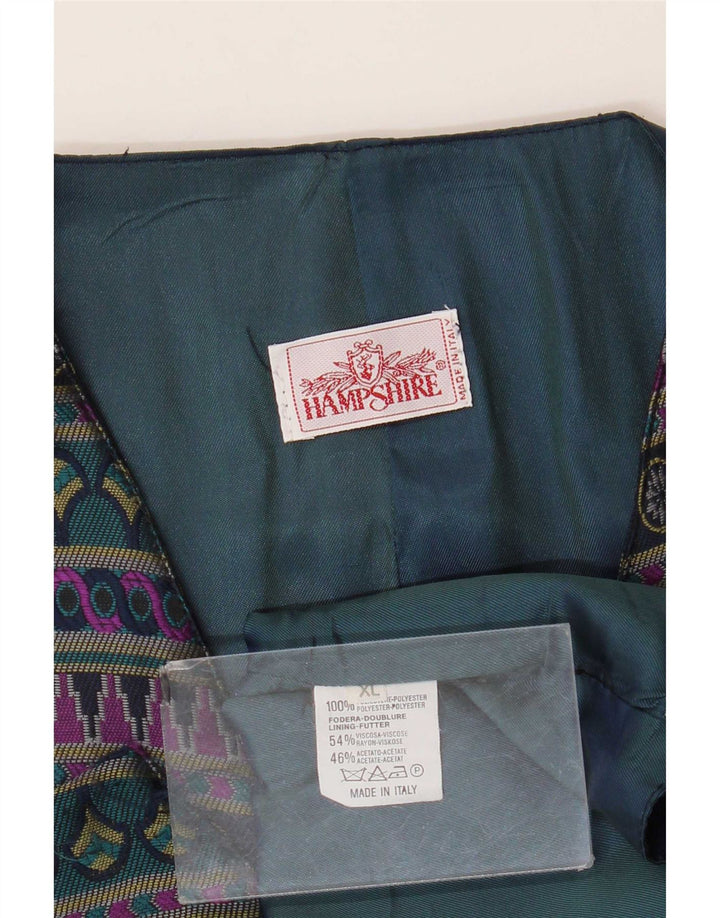 Colete masculino vintage XL azul marinho poliéster geométrico
