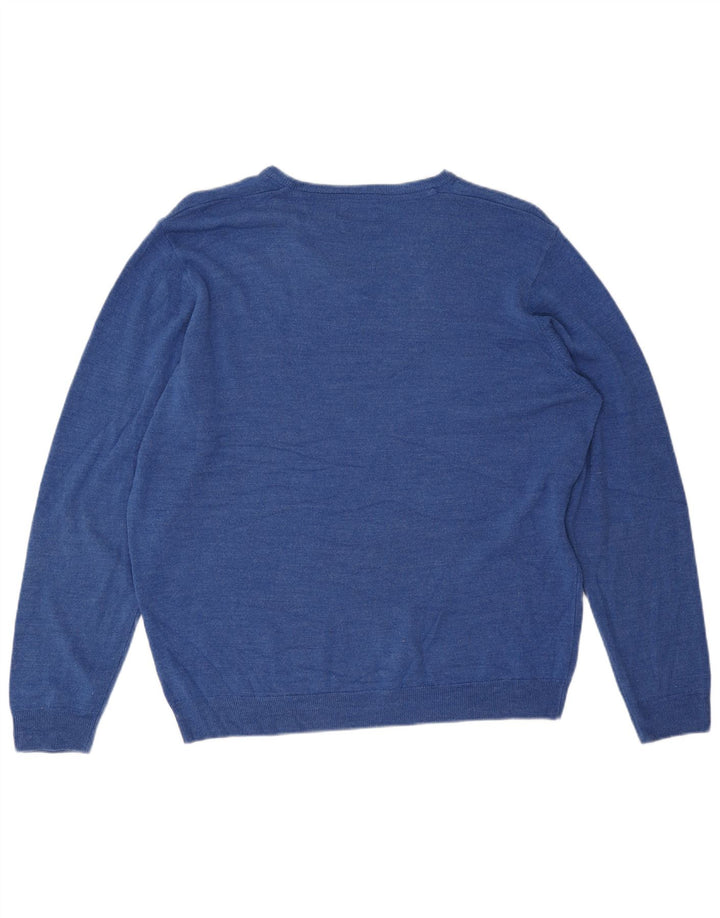 Suéter masculino Marks & Spencer com decote em V 2XL azul acrílico