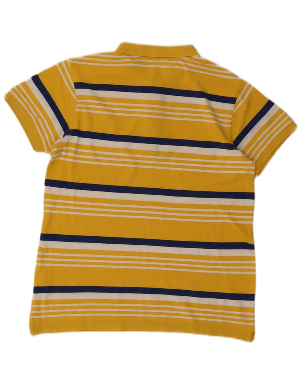 Polo Benetton Boys 13-14 Anos Grande Algodão Listrado Amarelo