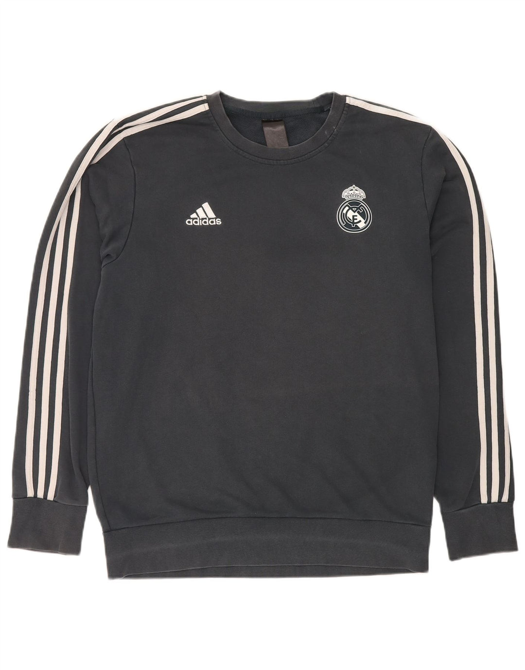 Adidas Mens Real Madrid Moletom Jumper Grande Algodão Cinza