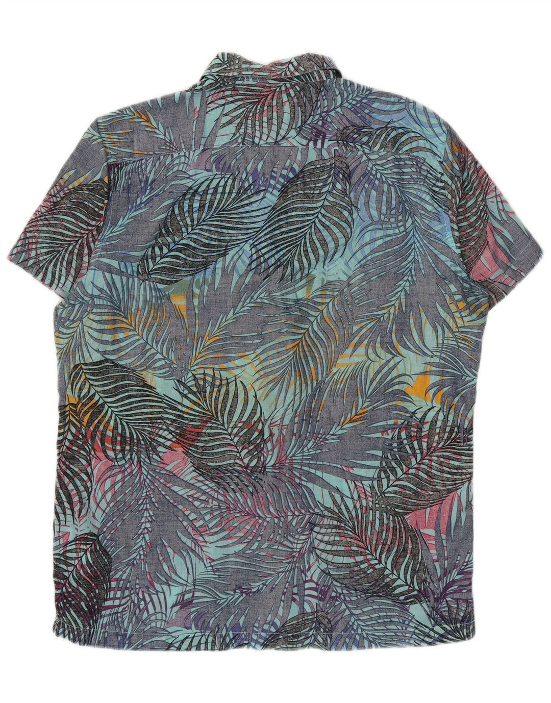 Camisa masculina de manga curta Pull & Bear grande azul floral algodão havaiano