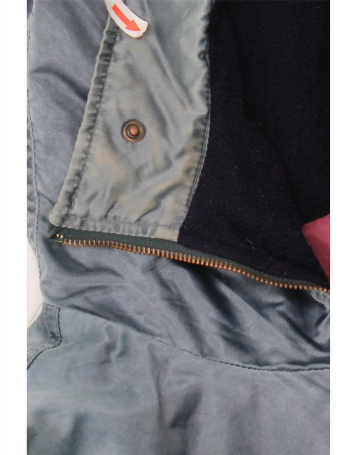Jaqueta corta-vento superdimensionada com capuz feminino vintage IT 44 azul médio