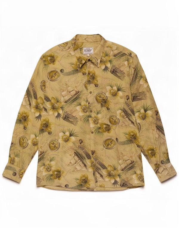 Camisa gráfica masculina Fitzroy XL verde floral