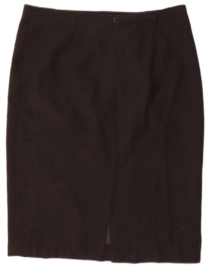Saia lápis feminina Marks & Spencer UK 16 grande W34 poliéster preto