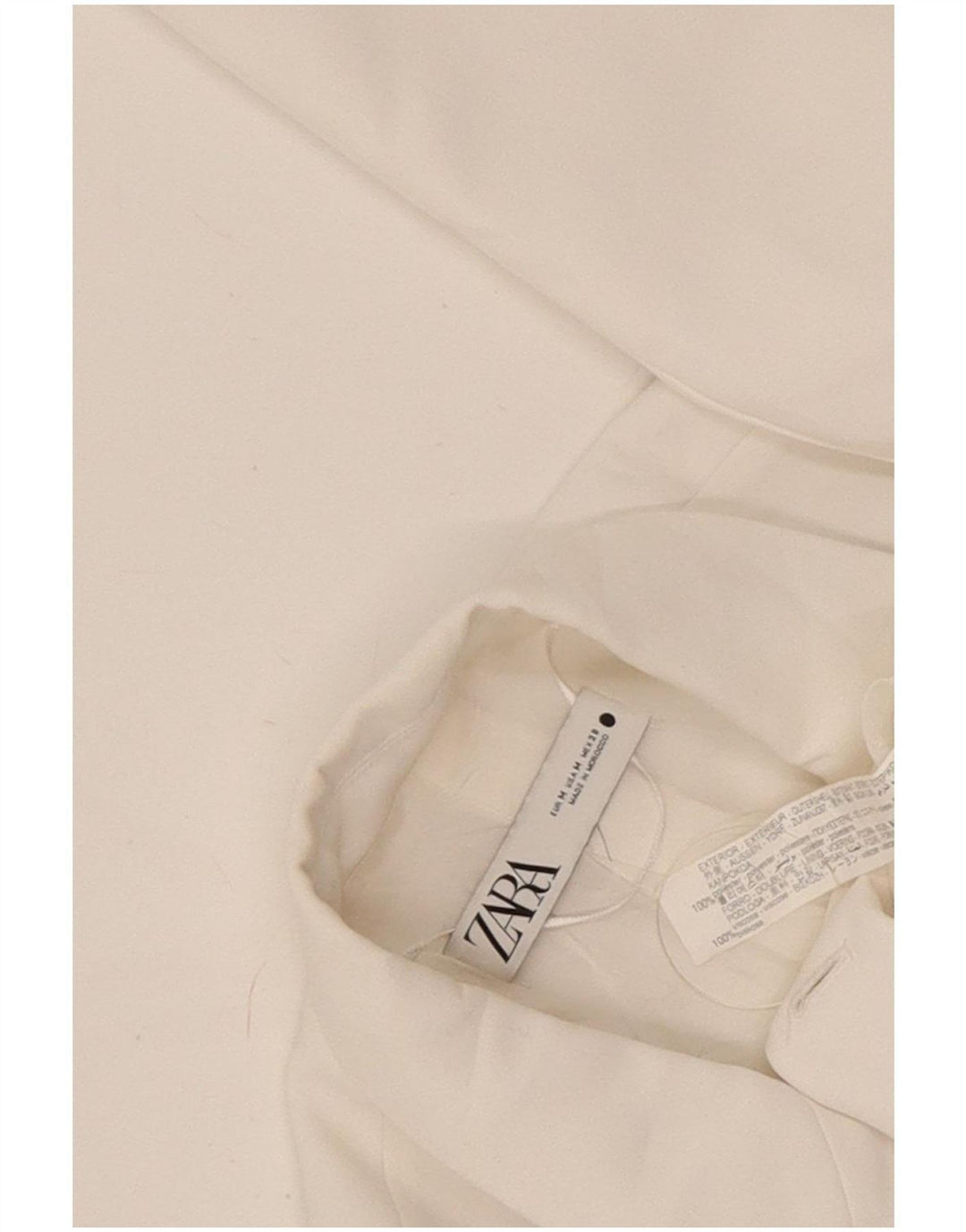 Jaqueta blazer feminina Zara com peito duplo Reino Unido 14 poliéster branco médio
