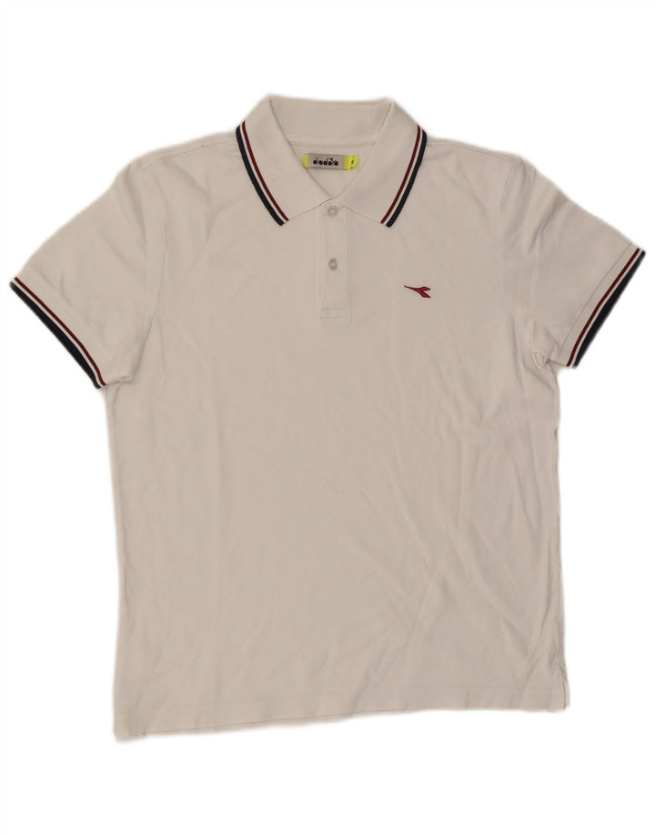 Camisa polo masculina Diadora pequena branca