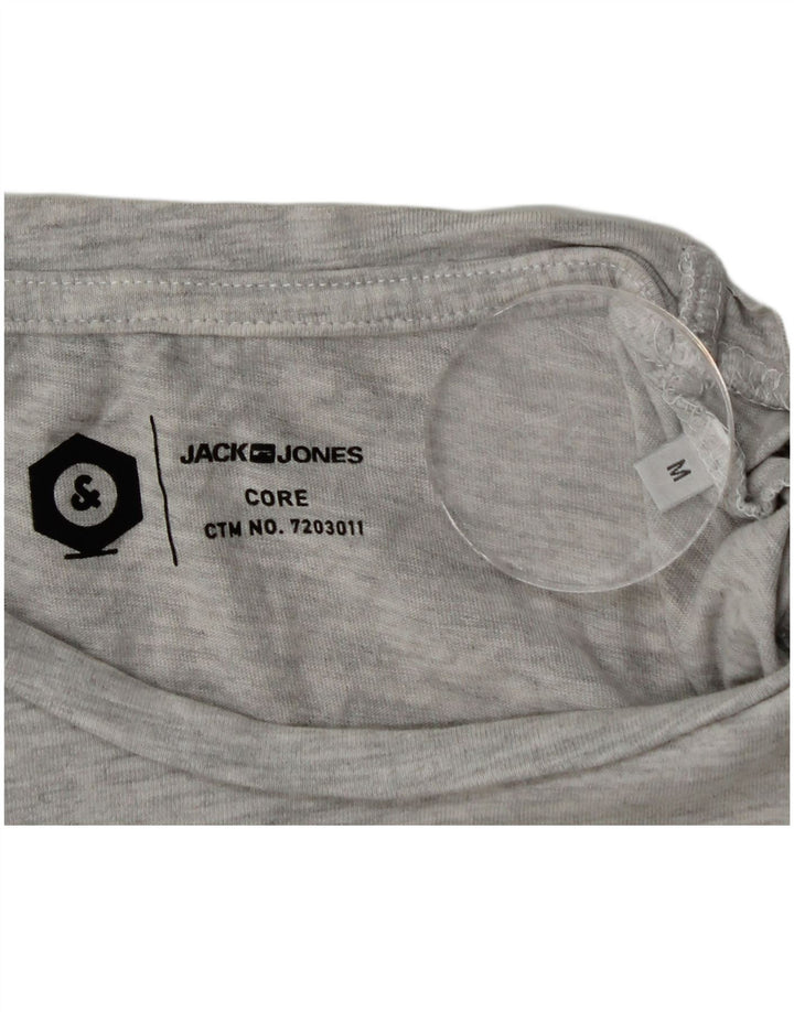 Camiseta gráfica masculina Jack & Jones algodão cinza médio