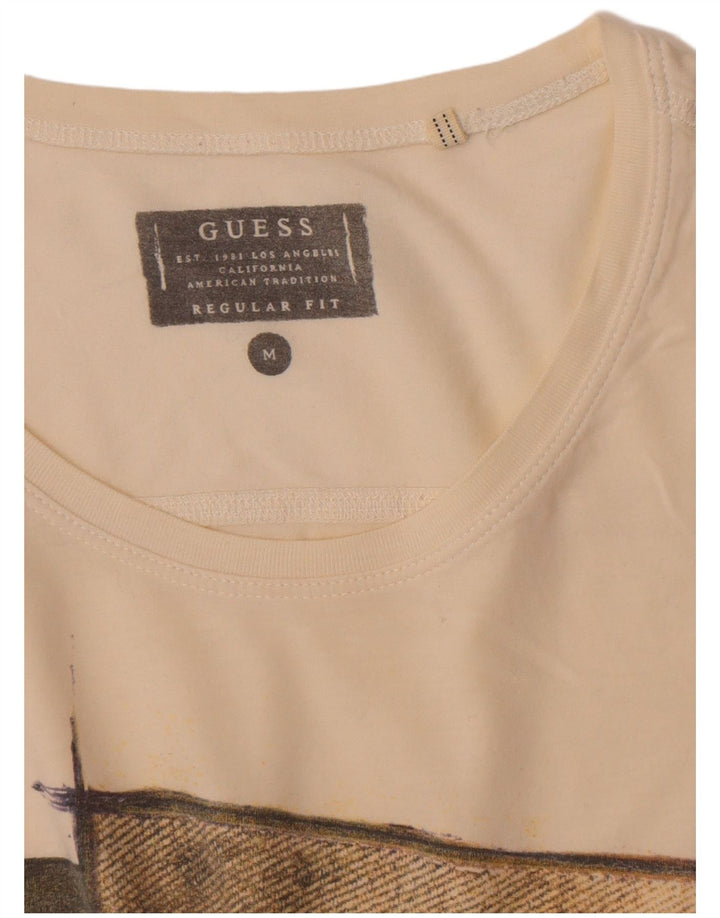 Camiseta masculina Guess Regular Fit com estampa gráfica, médio, off white