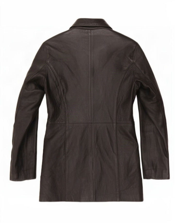 Jaqueta de couro feminina vintage UK 10 pequena preta