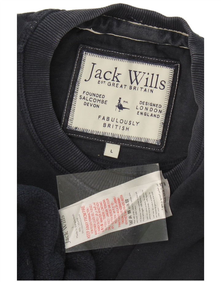 JACK WILLS moletom masculino jumper grande algodão azul marinho