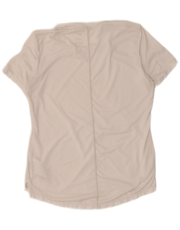 Camiseta feminina Nike Dri Fit Top UK 10 pequena poliéster branca