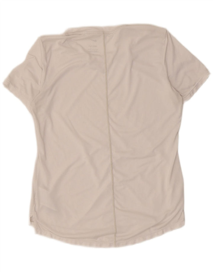 Camiseta feminina Nike Dri Fit Top UK 10 pequena poliéster branca
