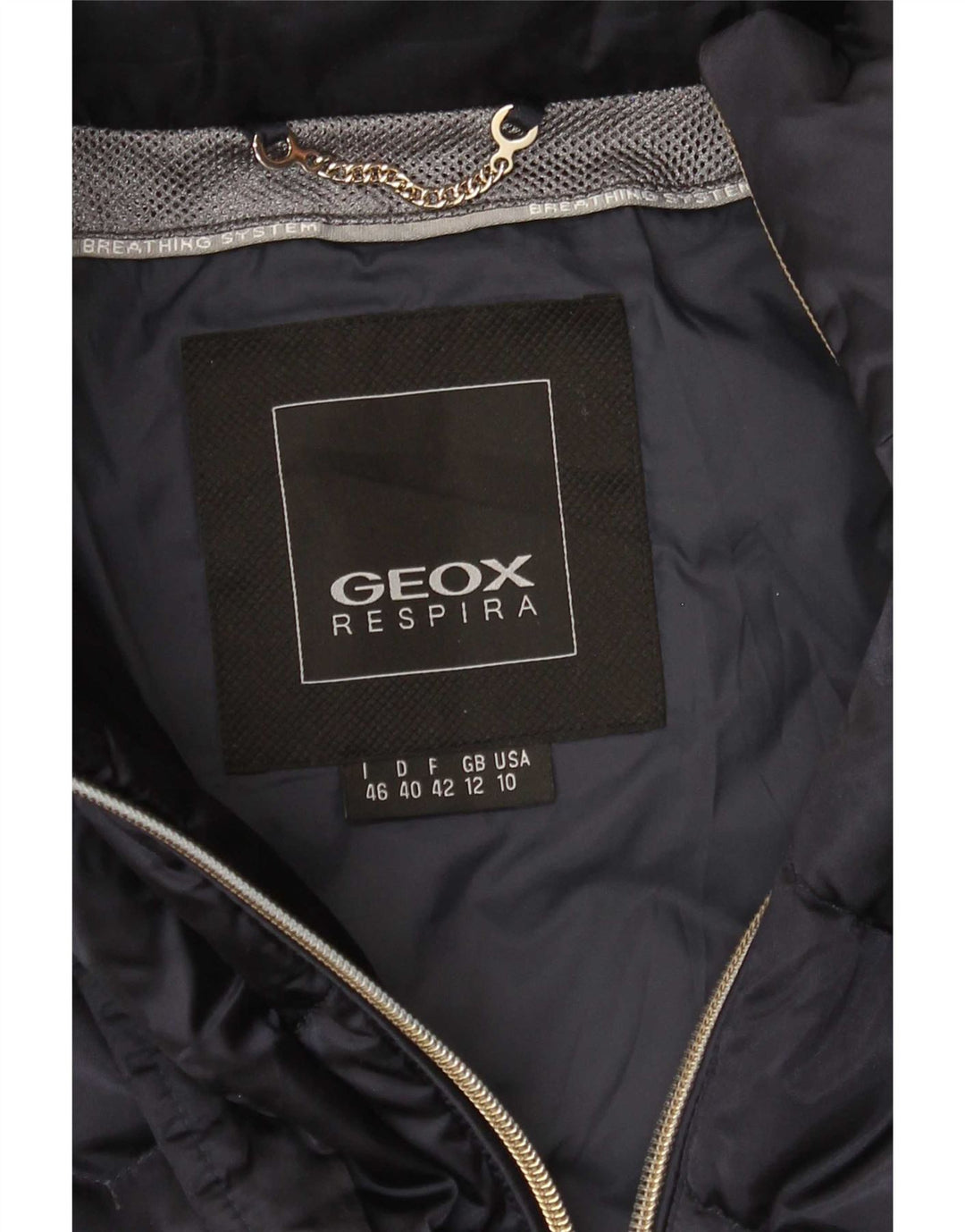 Casaco Geox Feminino Respira acolchoado UK 12 Médio Azul Marinho