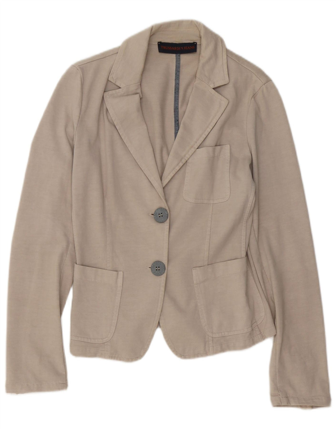 Jaqueta blazer feminina TRUSSARDI JEANS com 2 botões Reino Unido 12 médio bege