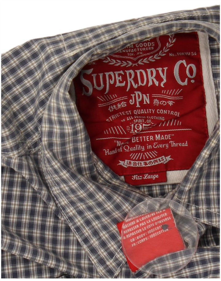 Camisa masculina Superdry grande algodão xadrez azul