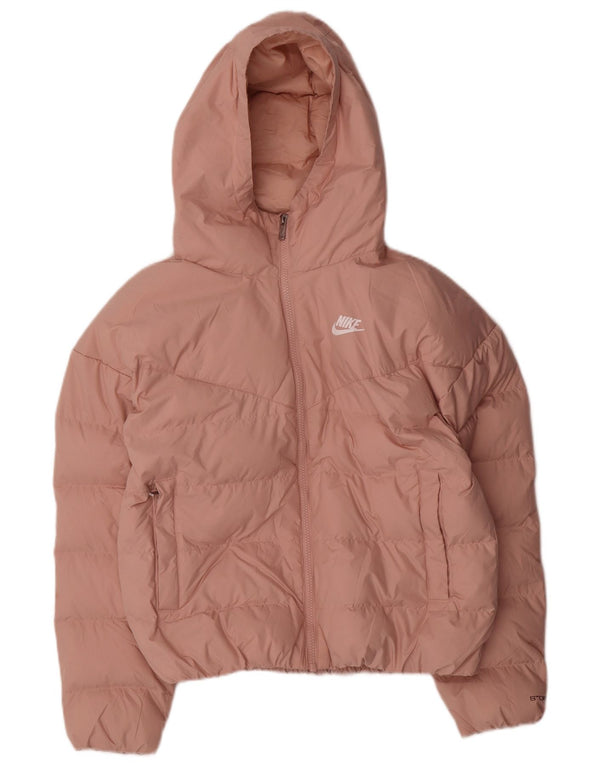 Jaqueta Nike Feminina Storm-Fit com Capuz Oversized Acolchoada Reino Unido 6 XS Rosa Poliéster